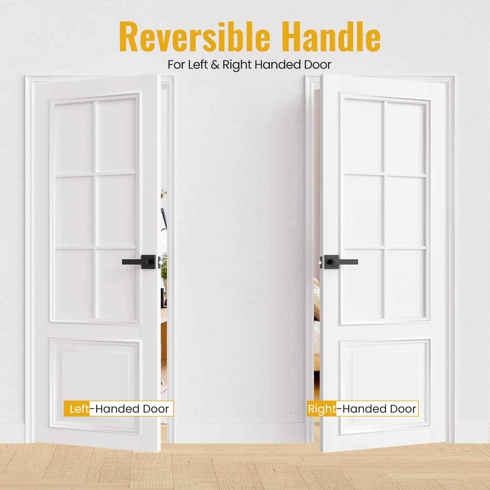 Heavy Duty Door Lever Door Lock Square Lever Door Handles Righ Left Handing Lever Set Matte Black Finish Passage Door Levers Dummy Door Lever Set Interior Keyless Non Locking Levers - View #3