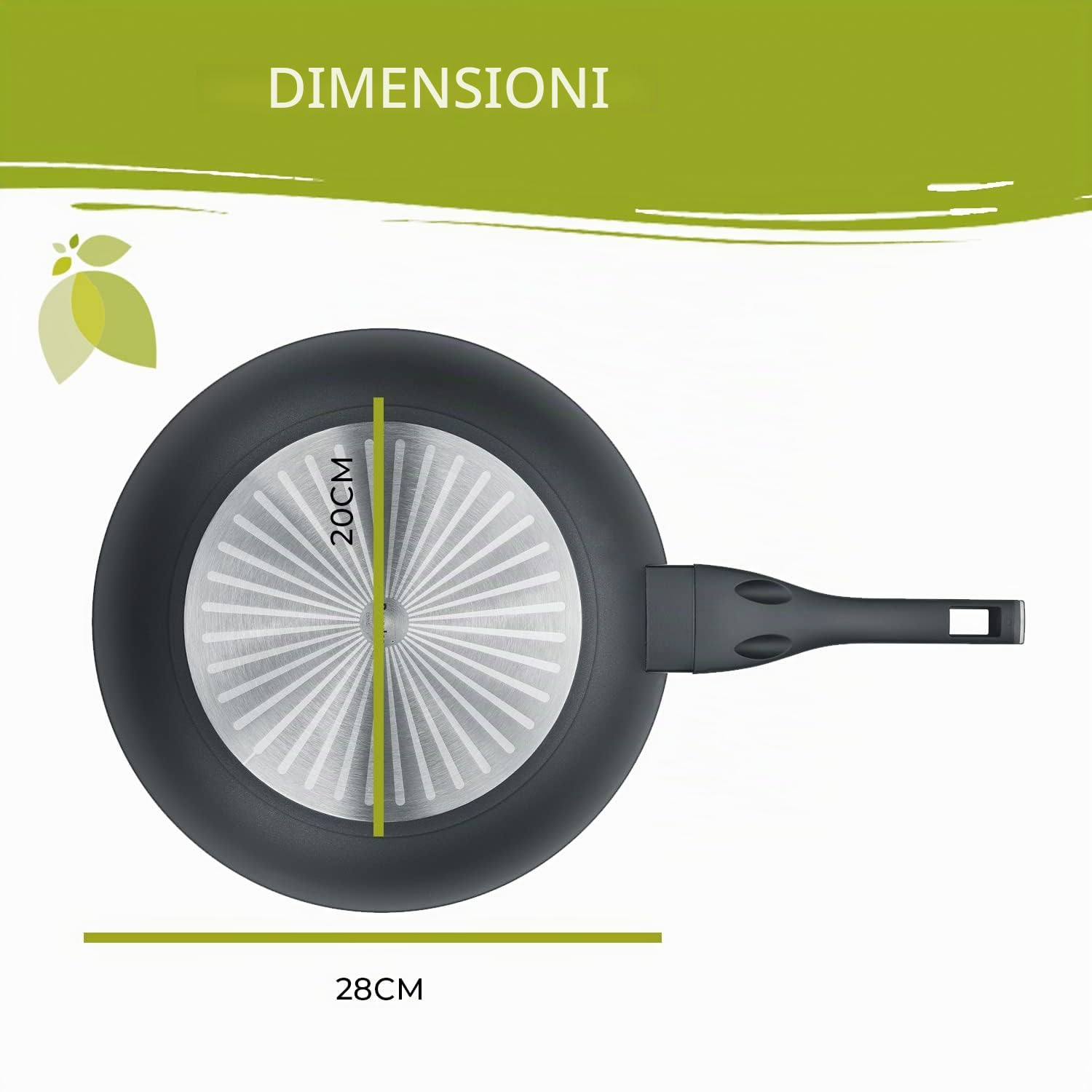 Berndes Padella Balance b.nature 28 cm, padella con rivestimento in quarzo resistente, adatta a induzione, antigraffio