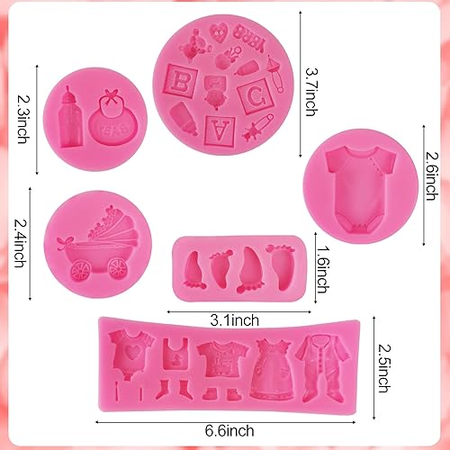 Miniatura 5 de Rainmae Molde de silicona para pastel de fondant, 6 unidades, para bebé, fiesta de cumpleaños, cocina, molde para hornear, decoración de pasteles,