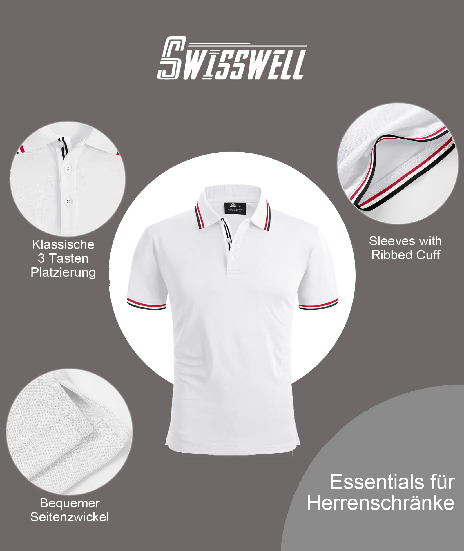 SwissWell Polo Uomo Manica Corta Asciugatura Rapida Traspirante Golf T-Shirt Tennis Polo Shirt Estiva per Uomo Casual Golf Top T-Shirt