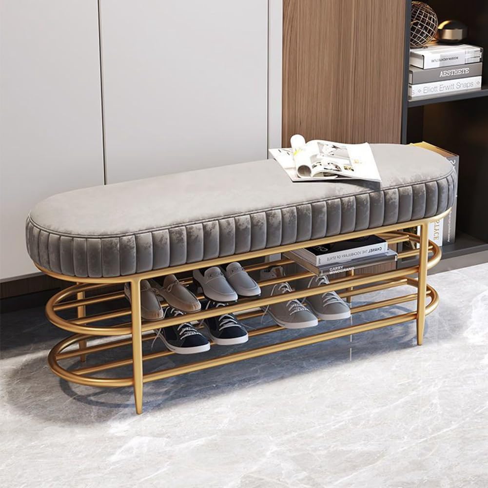 Banc à chaussures rembourré pour organiser votre entrée et votre chambre de style moderne