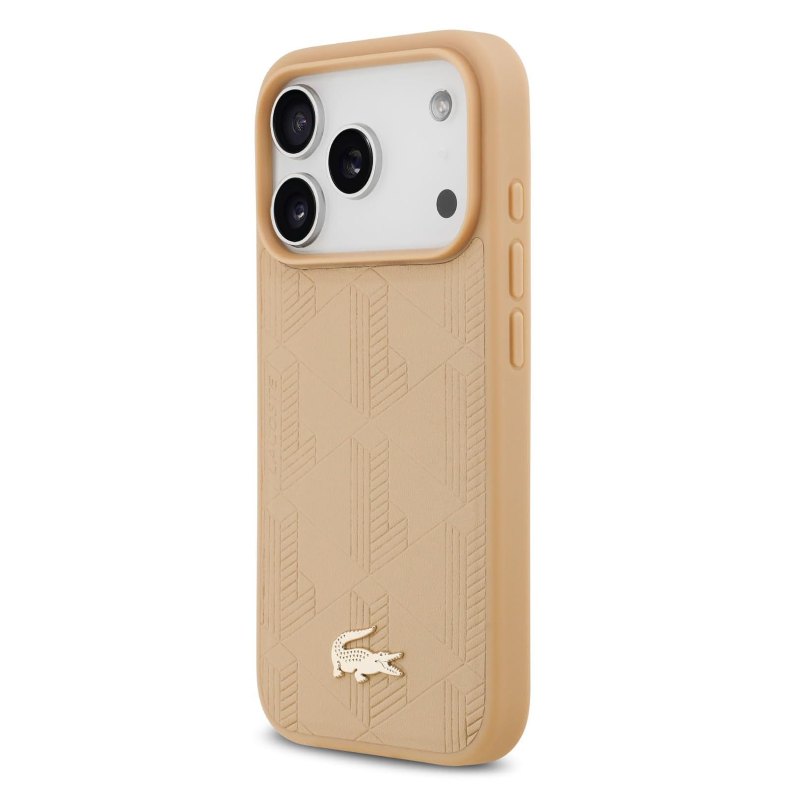 CG MOBILE Lacoste Nomograme złote logo, kompatybilne z MagSafe etui do iPhone 17 Pro Max (beżowe)