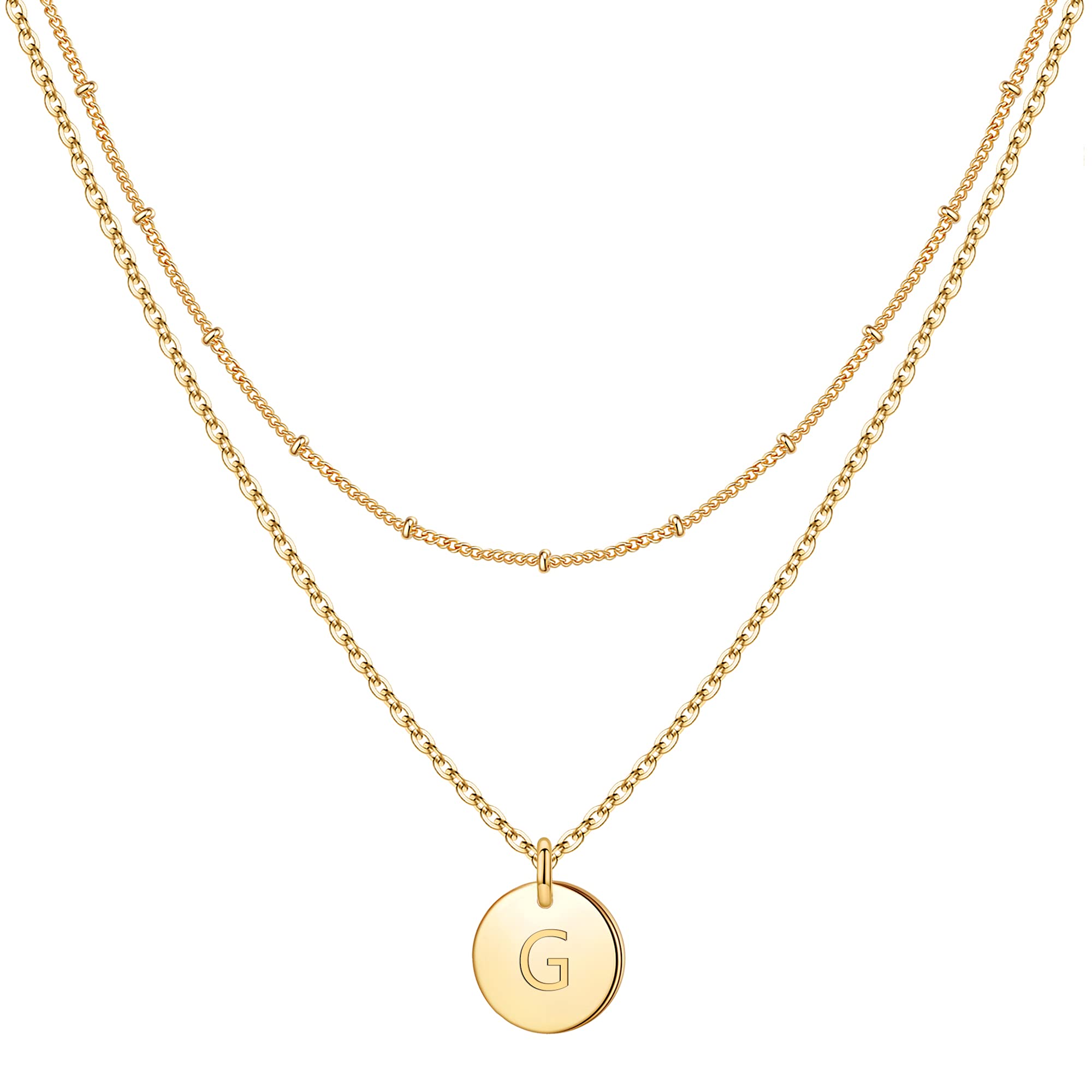 TINGN Buchstaben Kette Damen Mädchen - 14 Karat Vergoldet Ketten Doppelter Seite Gravierter Ketten Damen Buchstaben Kette Layering Halsketten Geschenke für Frauen Teenager Mädchen Schmuck