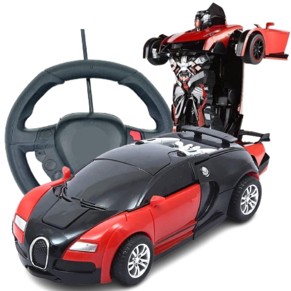 KINGZOMY® Robot Deformation Car 2 in 1 Convertible Racing Car Toy for Kids with Steering Transformation Remote Control Vehicle- with Led Light & Sound Pack of 1- Multi Color (Steering Robot Car) (B0CPT5PJBR) Amazon Price History, Amazon Price Tracker