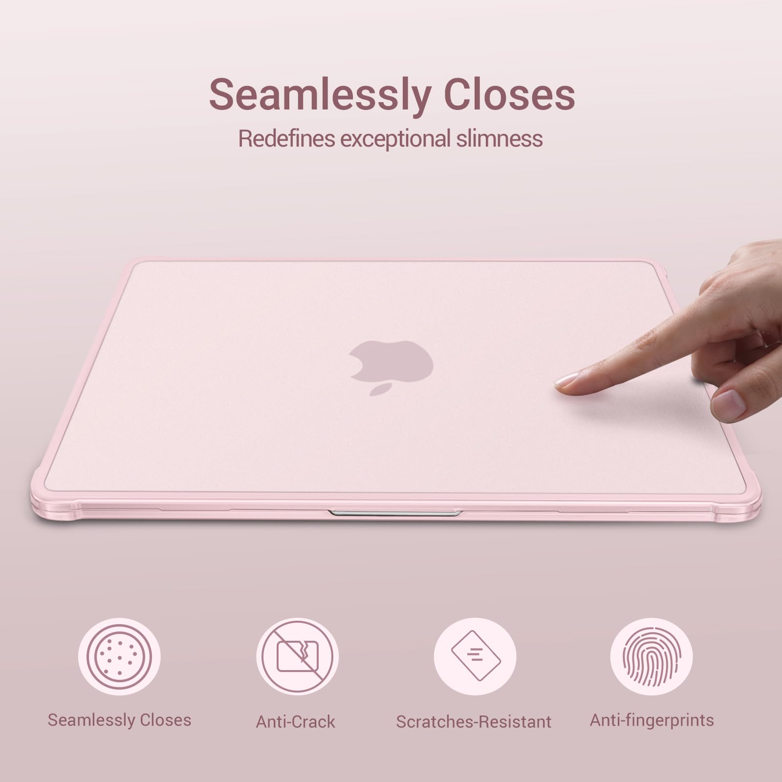 MOSISO Custodia Compatibile con MacBook Air 13 Cover M5 M4 M3 M2 2026-2022 A3449 A3240 A3113 A2681, 13,6'' Case Anti-crepa Angoli e Bordo Morbido TPU&Copritastiera&Pellicola&Tipo C, Rosa