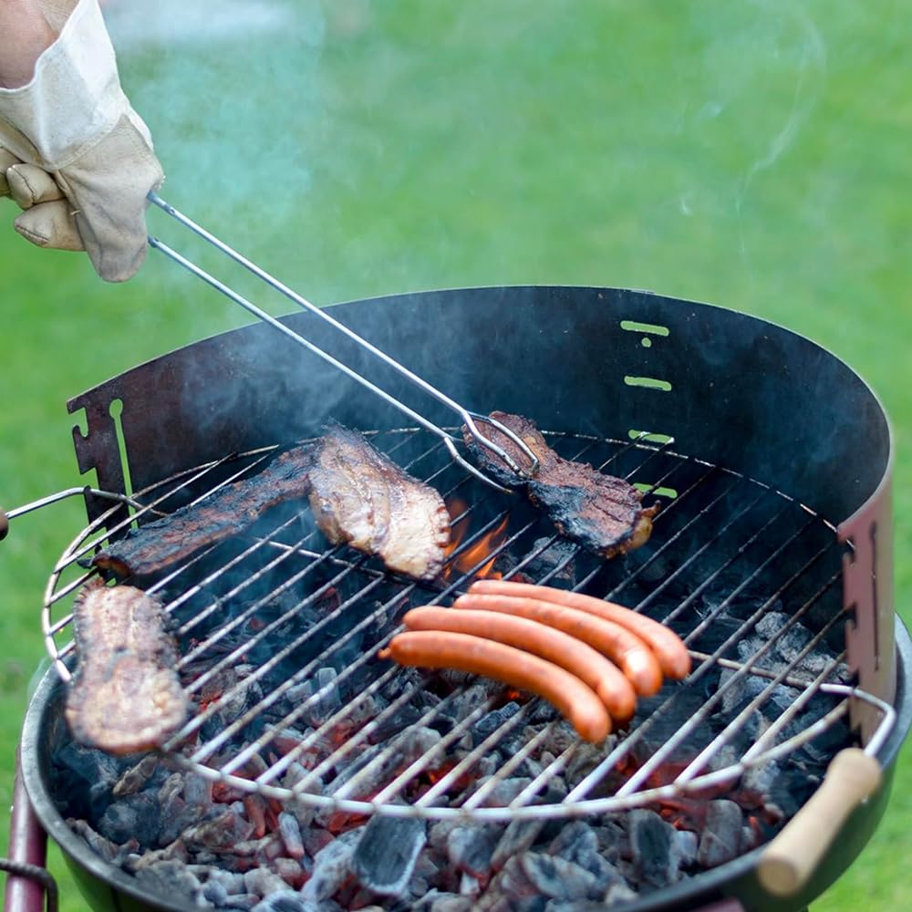 Avilia Barbecue Tondo 44x76x76cm con Griglia Rimovibile 39cm, Acciaio Inox, Manici Pieghevoli, Facile da Trasportare e Riporre, Sicuro e Resistente