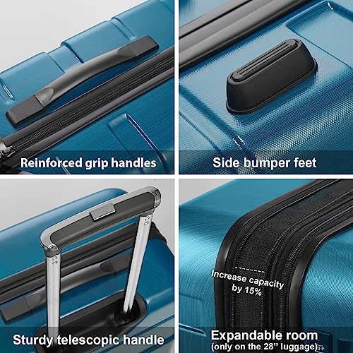 Coolife Luggage Expandable 3 Piece Sets Pc+Abs Spinner Suitcase 20 Inch 24 Inch 28 Inch thumb #3