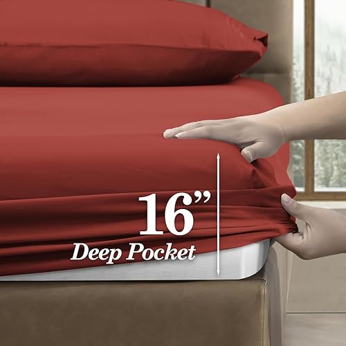 Vista 54 de Juego de sábanas de microfibra de 4 piezas prémium de calidad hotelera 1800 hilos, resistente a las arrugas, ultra suave y transpirable, juego