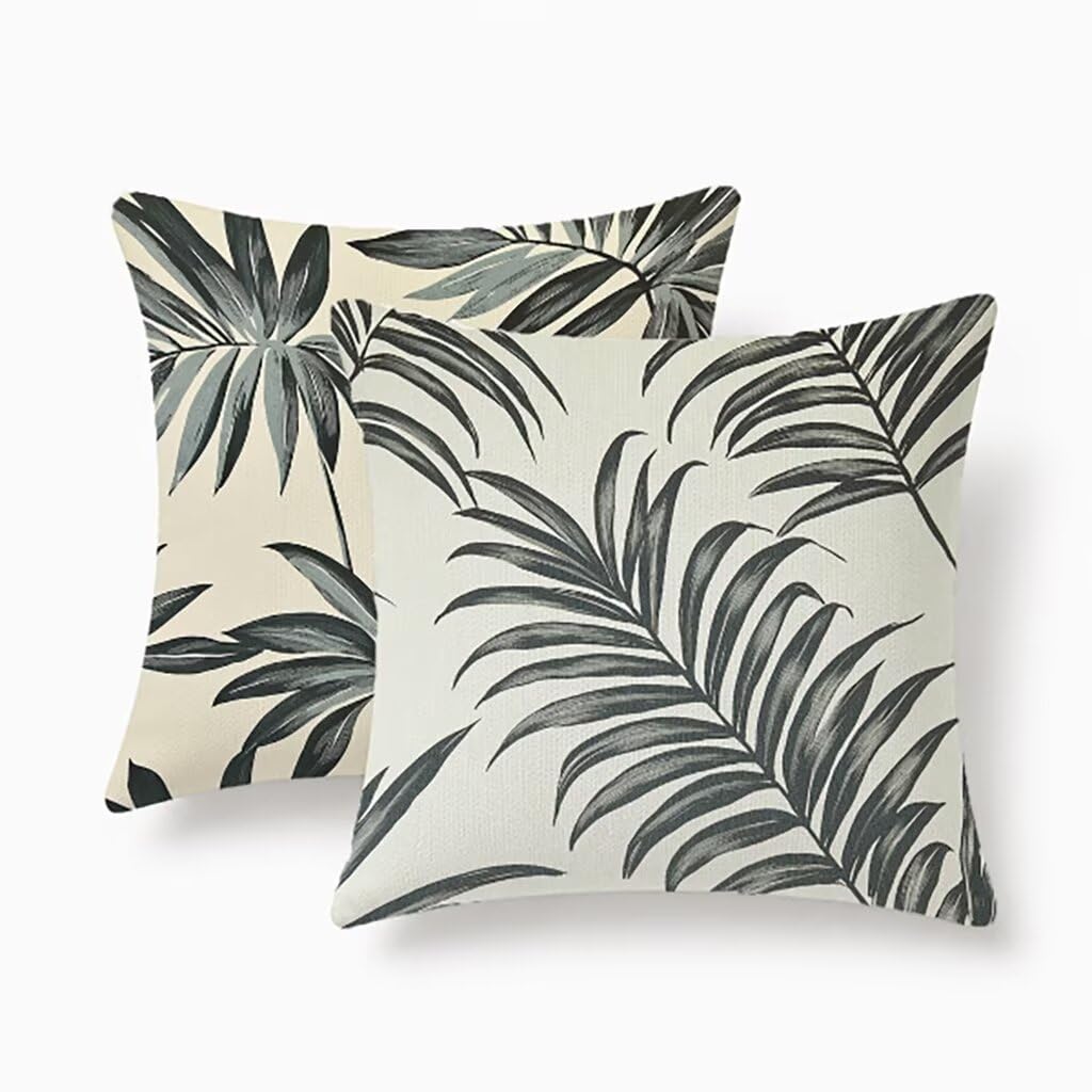 Housses de coussin extérieur 45x45 imperméables en lin beige pour jardin et canapé