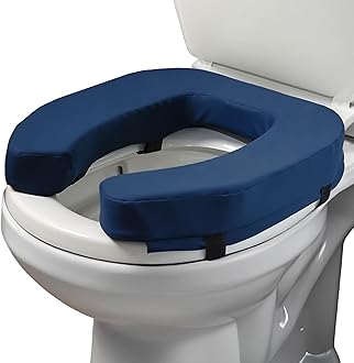 – Lunderg Padded Toilet Seat Riser for Seniors - Adds 2 inches. Universal Fit - Firm Raised Toilet Seat Cushion with High-Density Foam for Enhanced Comfort & Elevation. Post-Surgery Must Have (Blue)