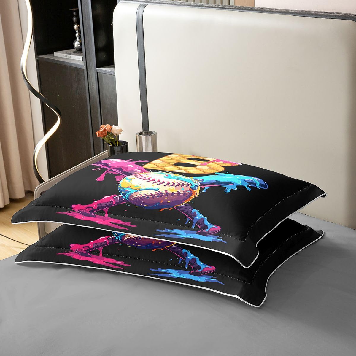 Homewish Gry baseballowe pościel podwójne łóżko zestaw lody litera B bawełna poszewka na kołdrę piłka gamingowa poszewka na kołdrę, sport baseball monogram zestawy łóżek