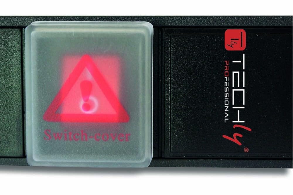 Techly Professional 108286 - Regleta de 8 enchufes (19 pulgadas, enchufe italiano con interruptor 1U, cable de 3 m), color negro y rojo