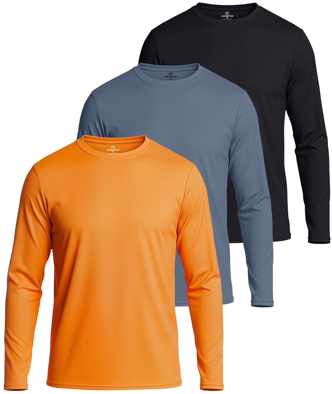 Real Essentials 3 Pack: Men's Quick-Dry Short Sleeve Athletic Performance Polo Shirt (Available in Big & Tall)
