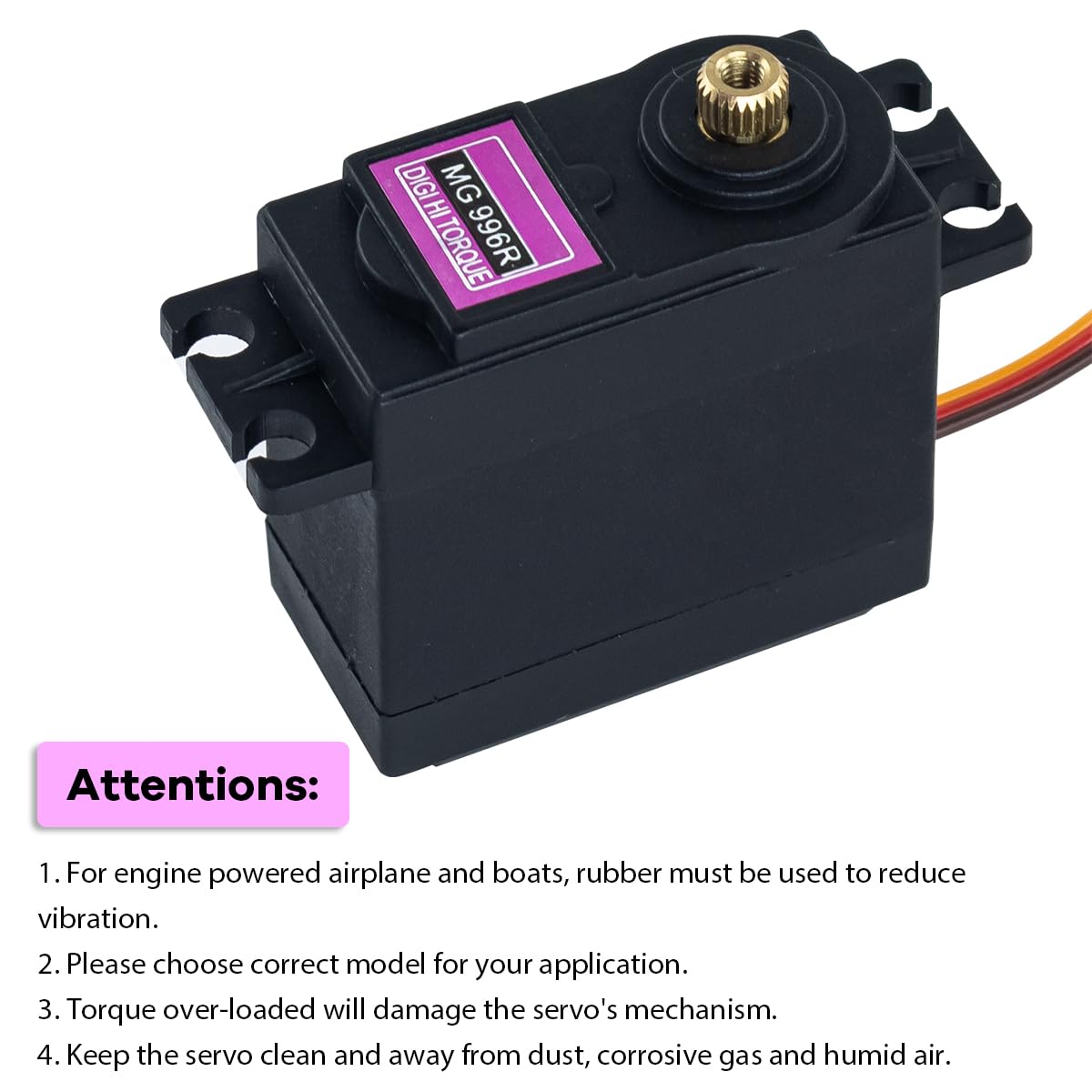 LAFVIN MG996R Servo Motor,55g Metal Gear Torque MG996R Digital Servo Motore per Arduino Futaba JR RC Helicopter Car Boat Robot