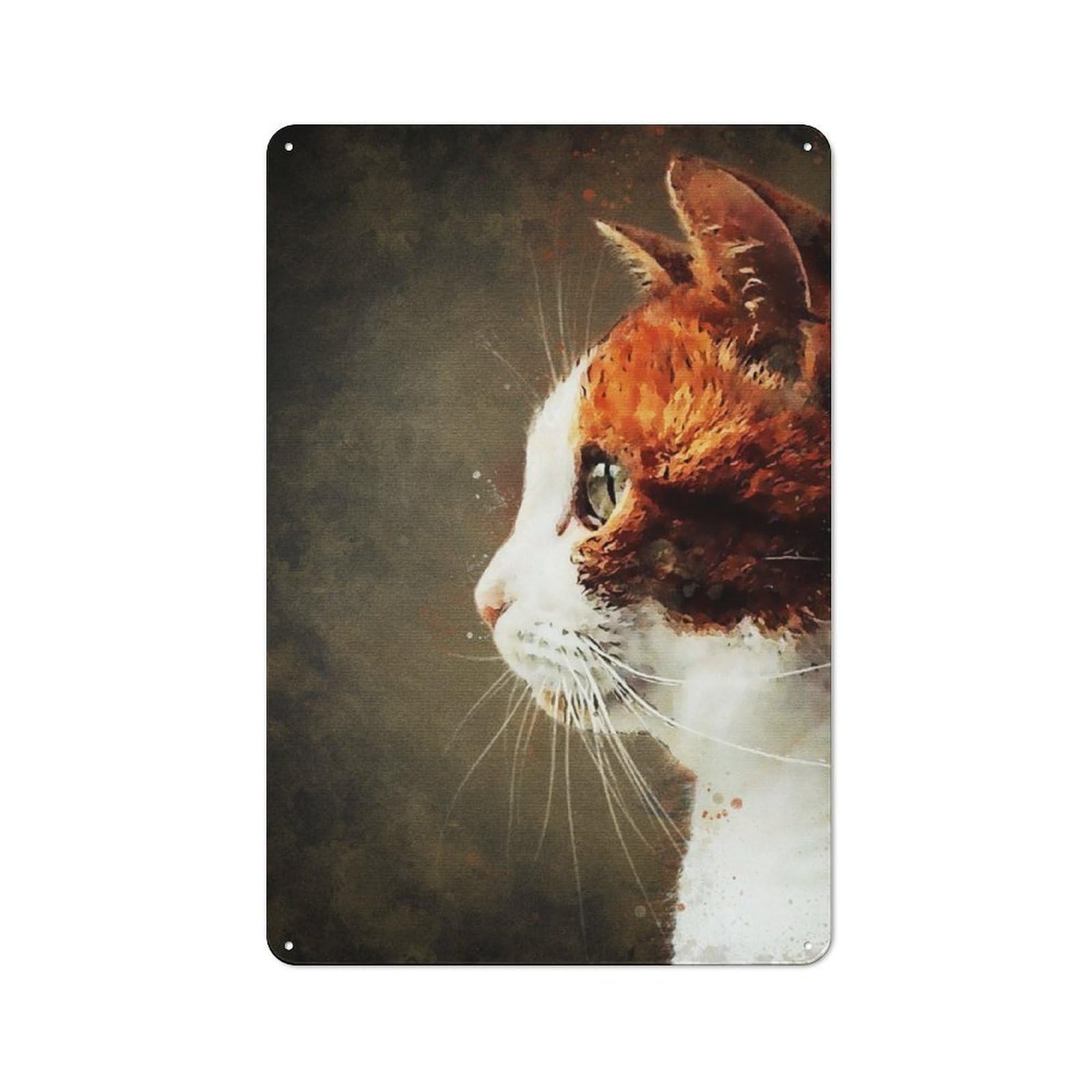 Junmoney Face Cat Retro-Style Tin Sign 30X20cm For Dining Room Or Kitchen, For Kitchen Wall Decor Lovers