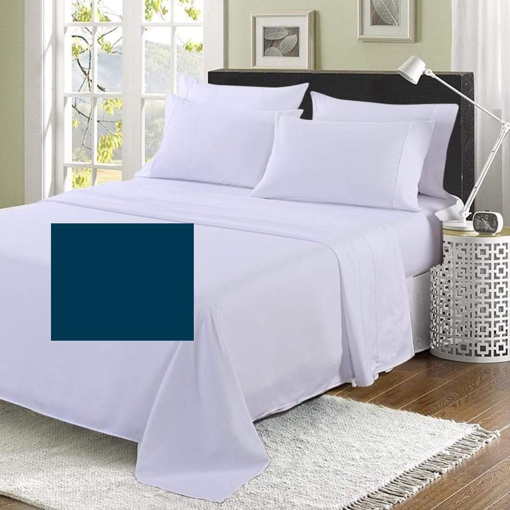 Bedtime Comforts Ltd Navy Blue Emperor Size Flat Sheet (120" X 112") Over 20 Colours 300 Thread Count (Navy Blue)
