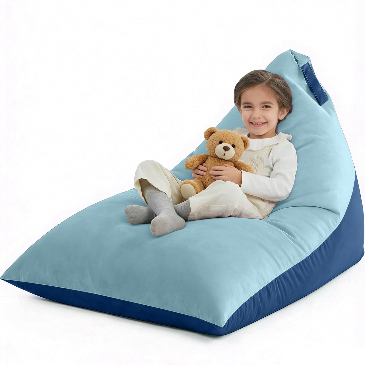 Nobildonna Sitzsack-Stuhlbezug (ohne Füllung) für Erwachsene und Jugendliche, Sitzsack-Liege, Sofa, dicker Samtbezug, gefüllte Aufbewahrung, 400 l, Cyanblau, Größe L