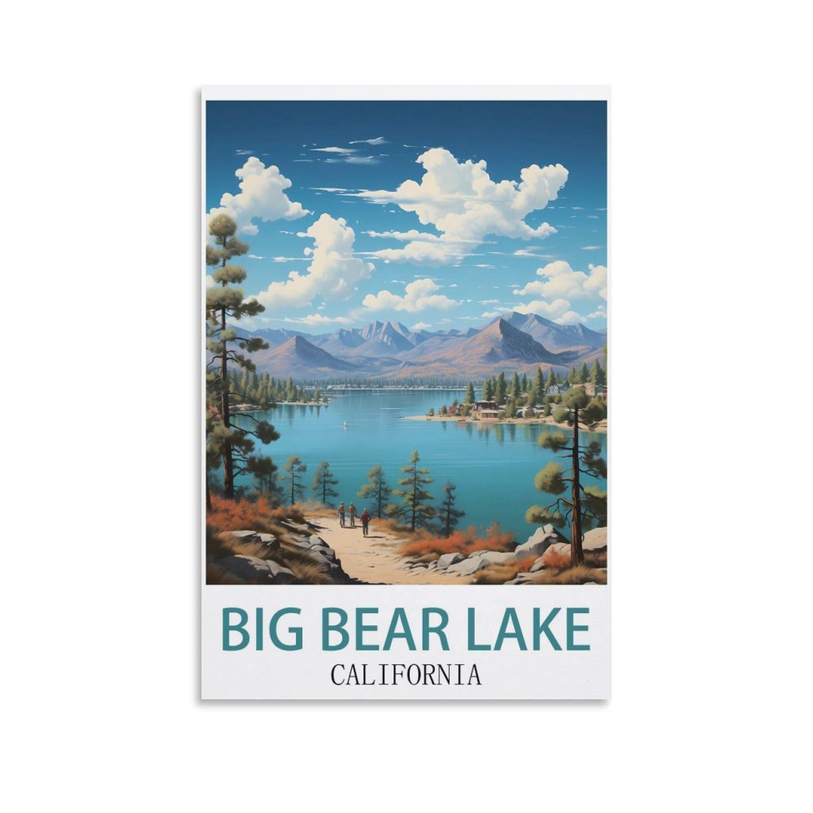 EZMLFA DIY 5D Diamond Painting Kits for Adults,Big Bear Lake California DIY Diamond Art Kits Gem Painting Crafts for Home Wall Decor 40x40cm