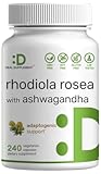 DEAL SUPPLEMENT Rhodiola Rosea with Ashwagandha 5,000mg Per Serving, 240 Veggie Capsules – Max Strength 10:1 Root Extract – Adaptogenic Supplements for Relaxation, Energy, & Brain Health – Non-GMO