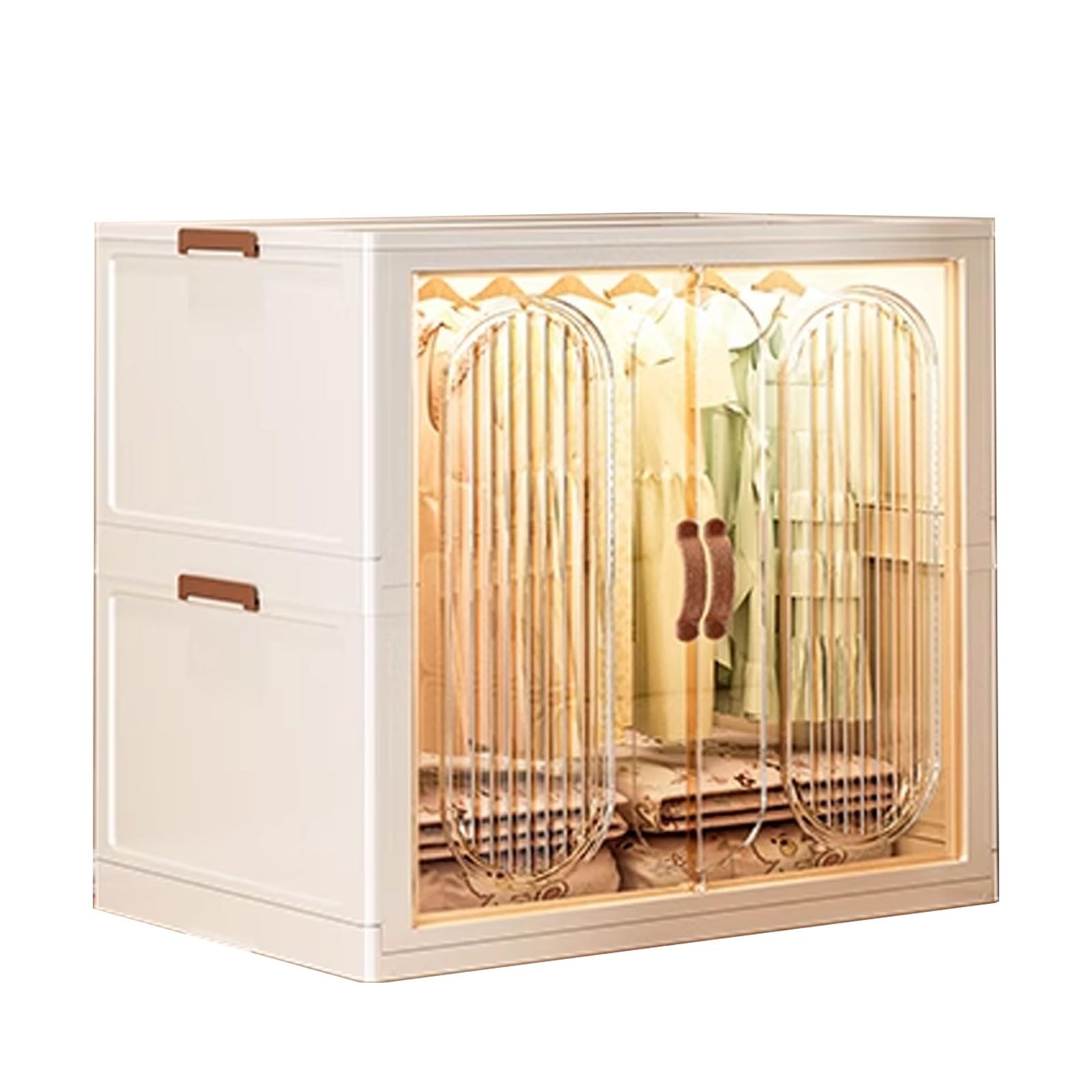 armadio, Con porte combinabili in materiale PP con ruote universali e serratura magnetica(75 * 49 * 84.5cm)