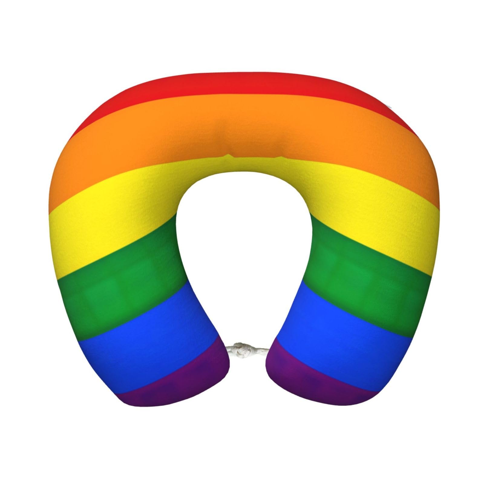 peiyeety Rainbow Flag Print Custom U-Shaped Pillow,Memory Foam Cervical Neck Travel Pillow,for Home,Camping,Travelling