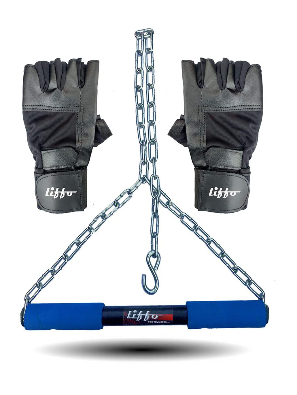 Liffo® Pull Up Bar Heavy Height Increasing Chain Hanging Rod Exercise, Fitness, Chin-up Bar with Weight Lifting Gloves (Blue) 4FT (B09ZNWHVFC) Amazon Price History, Amazon Price Tracker