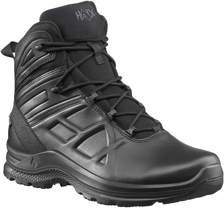 HAIX Black Eagle Tactical 2.0 GTX Mid Side Zip - Waterproof Work Boots with Anti-Slip Sole, Shock Absorbing Technology & Lightweight Design, Great Boots For Police Men