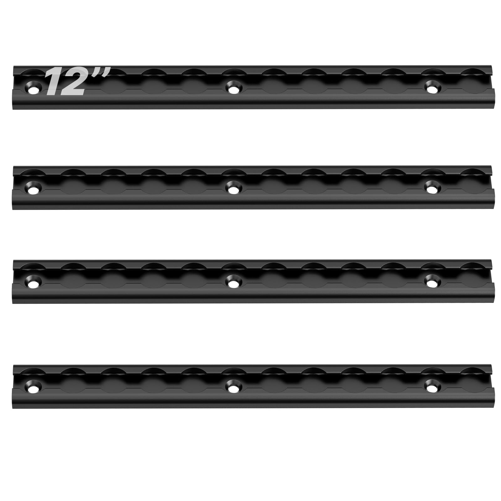 4 Stück L-Schiene, 305 mm Aluminium-L-Schiene, kurze Airline-Spannschiene für enge Räume, LKW-Betten, Vans, Pickups, Anhänger, Motorräder, ATVs, Dirt Bikes, schwarz eloxiert