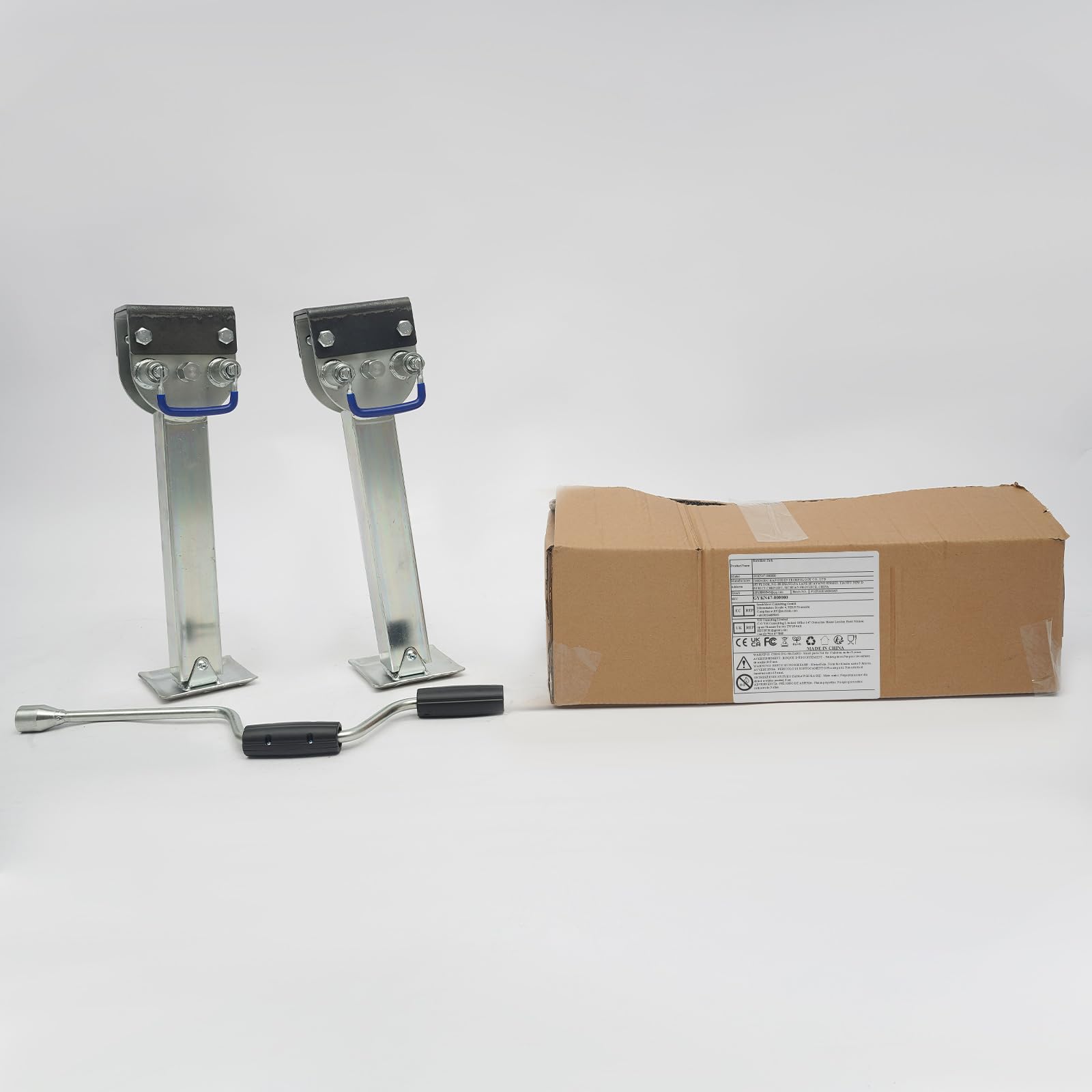 2er Set Kurbelstütze mit Handkurbel, schwere Hubstütze für Wohnmobil & Wohnwagen, höhenverstellbar 440-700mm, max. 1500kg Traglast pro Stück, klappbare Stützen mit Stabiler Bodenplatte