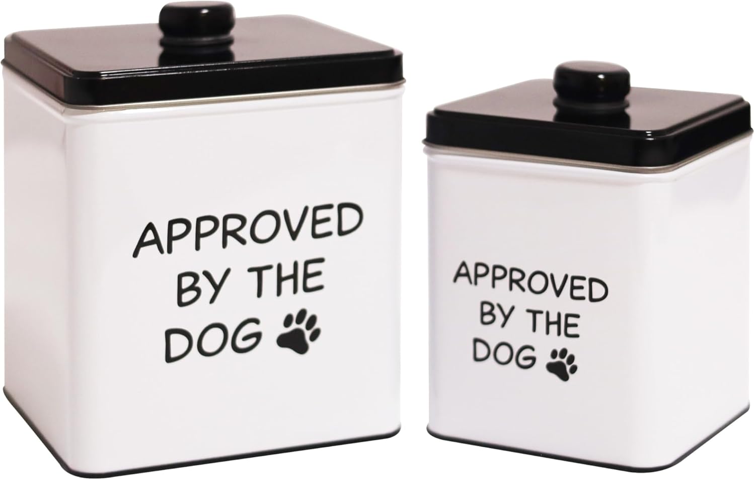2pc Set Square Storage Dog Tin Container for Treats, Food, Storage, Supplies, Toys (Approved by the Dog)