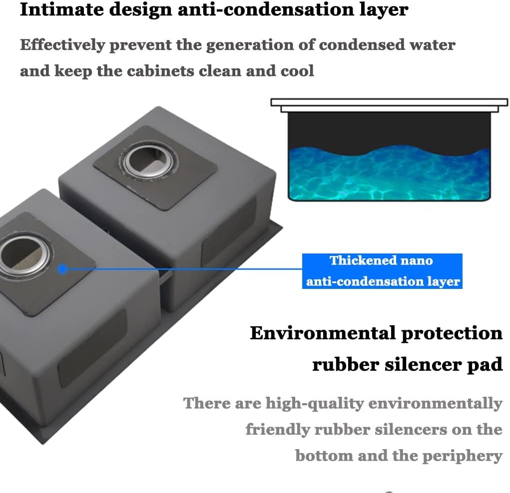 Kitchen Sinks,Kitchen Sink ​Bar Prep Kitchen Sinks,Kitchen Sink Deep Double-Bowl Sink Basin,Sink, Drop-In Ordermount Installation/D/80 * 45Cm