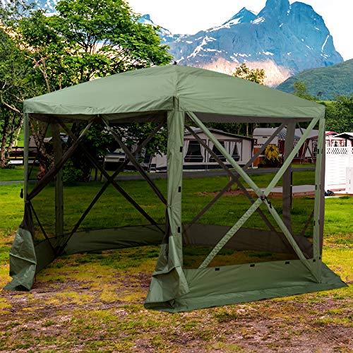 Outsunny-Hexagon-Screen-House-Pop-Up-Tent-Portable-Gazebo-Canopy-Shelter-with-Mesh-Netting-Walls-Carry-Bag-and-Shaded-Interior-12-x-12-Green Outsunny Hexagon Screen House Pop Up Tent Portable Gazebo Canopy Shelter with Mesh Netting Walls Carry Bag and Shaded Interior 12 x 12 Green