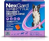 NexGard SPECTRA Antipulgas, Carrapatos e Vermífugos para Cães de 15,1 a 30kg - 3 tabletes