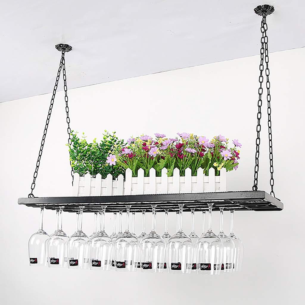 Porte-bouteilles métal plafond réglable avec support de rangement