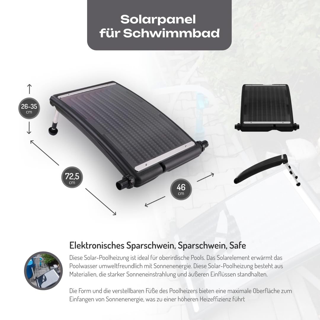 COIL Riscaldamento solare per piscina, pannello solare, pannello solare per piscina con piedi regolabili, riscaldamento solare, per piscina (serbatoio: 7 litri)