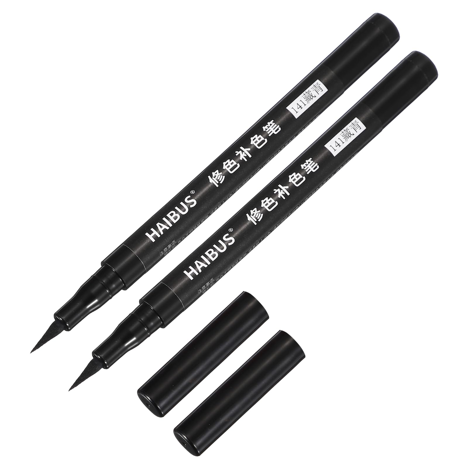 PATIKIL 5.71 Inches Fabric Marker Pen, 2 Pcs Fabric Brush Point Marker Quick Dry Waterproof for DIY Canvas Denim Linen Clothing Color Repairing, Navy Blue