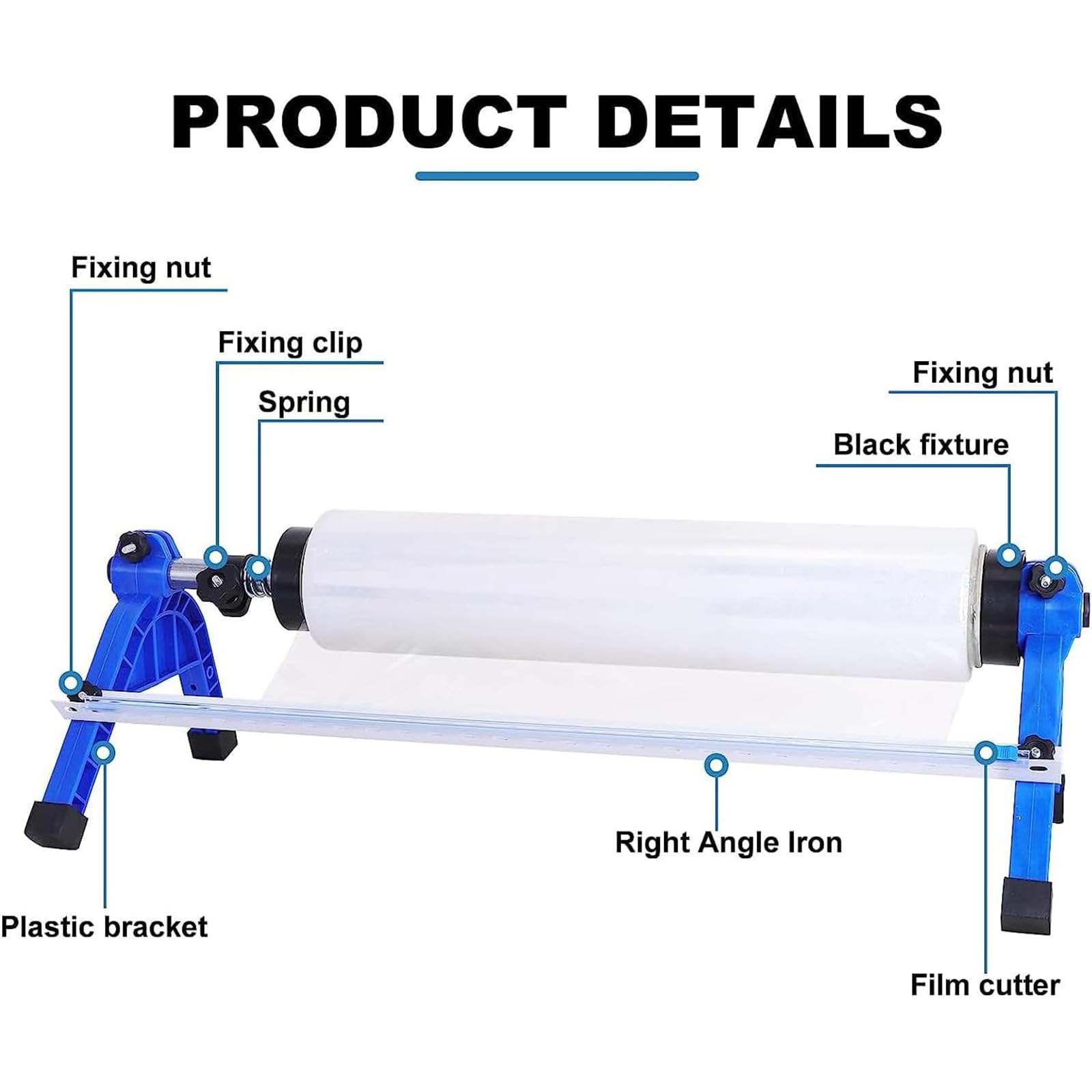 Ręczna maszyna do pakowania folii stretch paletowej, maszyna do folii biurkowej z folią stretch 330 m, regulowana szerokość dla wydajnego pakowania przedmiotów, 2 metody instalacji