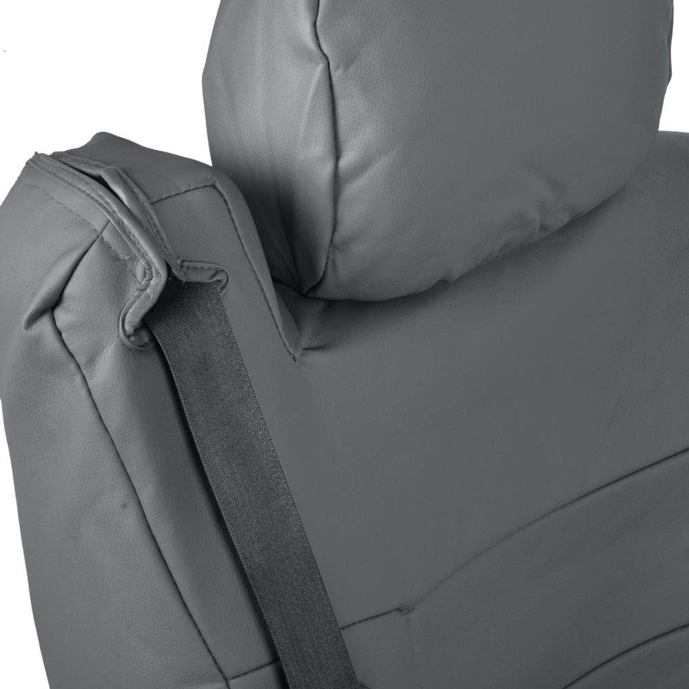 BDK Gray Leather Seat Covers for Trucks and SUV - Designed for Vehicles with Side Armrest & Integrated Seatbelt, Premium Leatherette, Semi-Custom Fit Truck SUV Seat Covers