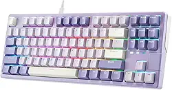 X87 Teclado Mecânico RGB Com Fio 87 Teclas De Jogo Hot-Swappable 11 Efeitos De Luz Teclados PBT Para PC Laptop,roxo