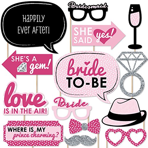 Big Dot of Happiness Bride-to-Be - Bachelorette Party Photo Booth Props Kit - 20 Count