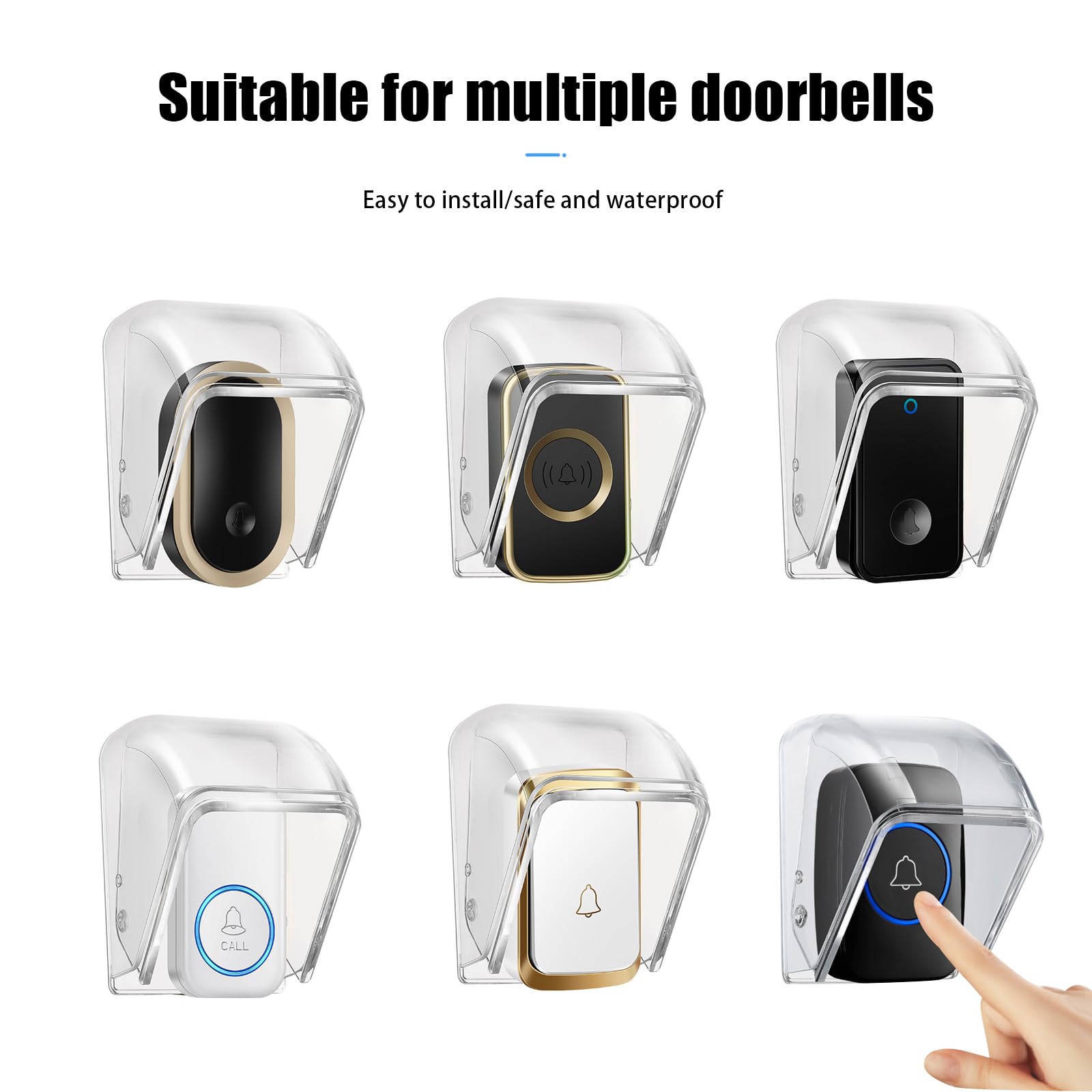 Doorbell Rain Cover, Flip-up wodoszczelna osłona z tworzywa sztucznego, zestaw dzwonków do drzwi, łatwa instalacja, obudowa na dzwonek do drzwi, bezprzewodowy dzwonek do drzwi (9,7 x 6,4 x 6,4 cm)