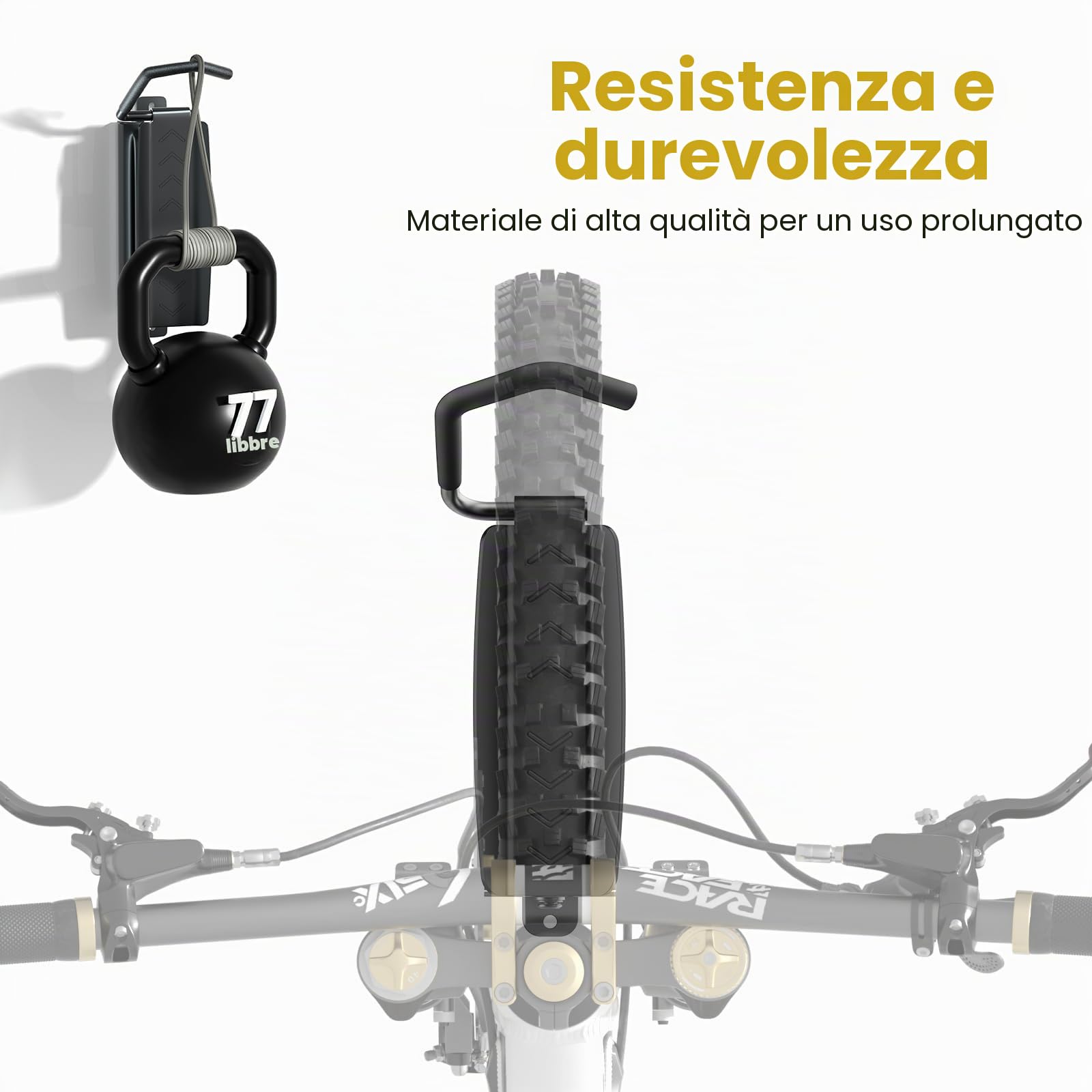 PUTORSEN Supporto Parete Bicicletta Verticalmente - Orientabile Gancio Bici Muro per Garage e Interni,Salvaspazio e Facile da Appendere Appendi Bici da Muro,Portata 35kg（2 pz.）