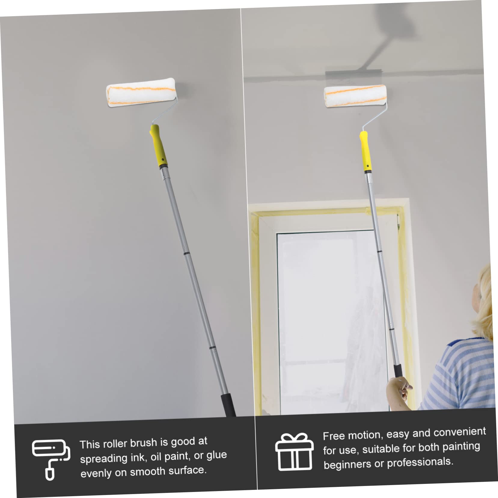 ORFOFE Rodillo de Pintura Extensible con Cabezal Desmontable Accesorio Práctico para Pintar Paredes y Herramienta Versátil y Duradera para Decoración