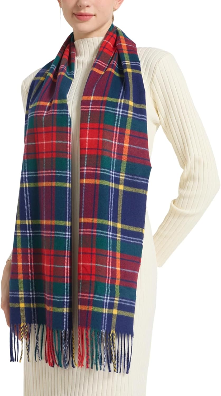 Plaid Scarf for Women Men, Lightweight Classic Tartan Tassel Scarves Fashion Warm Winter Chunky Scarf Cold Weather - Image 3