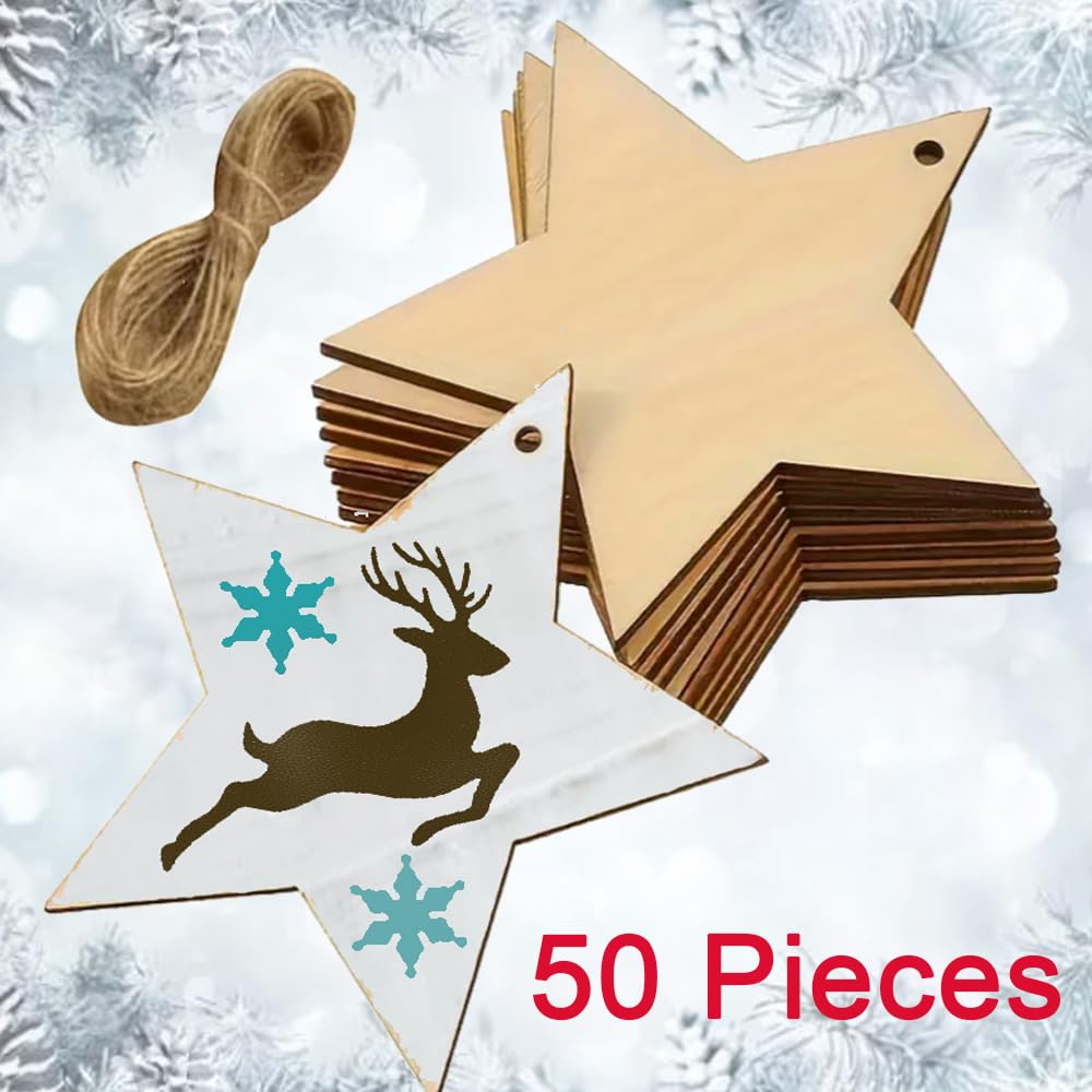 Kit Etoiles En Bois à Décorer Et Suspendre - 6 Tailles