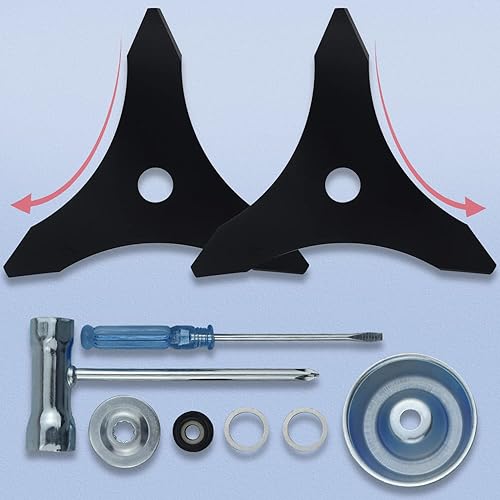 Miniatura 6 de Fennoral Cortador de cepillo de acero al carbono de 10 x 3 dientes compatible con Husqvarna, Ego, Ore-gon, se adapta a malas hierbas, para árbol de