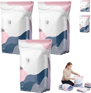 2026 No Pump Large Vacuum Storage Compression Bags, 3-Sec Press & Seal Heavy-Duty Space Saver Bags, Reusable Cube Vacuum Seal Bags for Jumbo Bedding, Comforters, Blankets & Clothes (Large,3PCS)