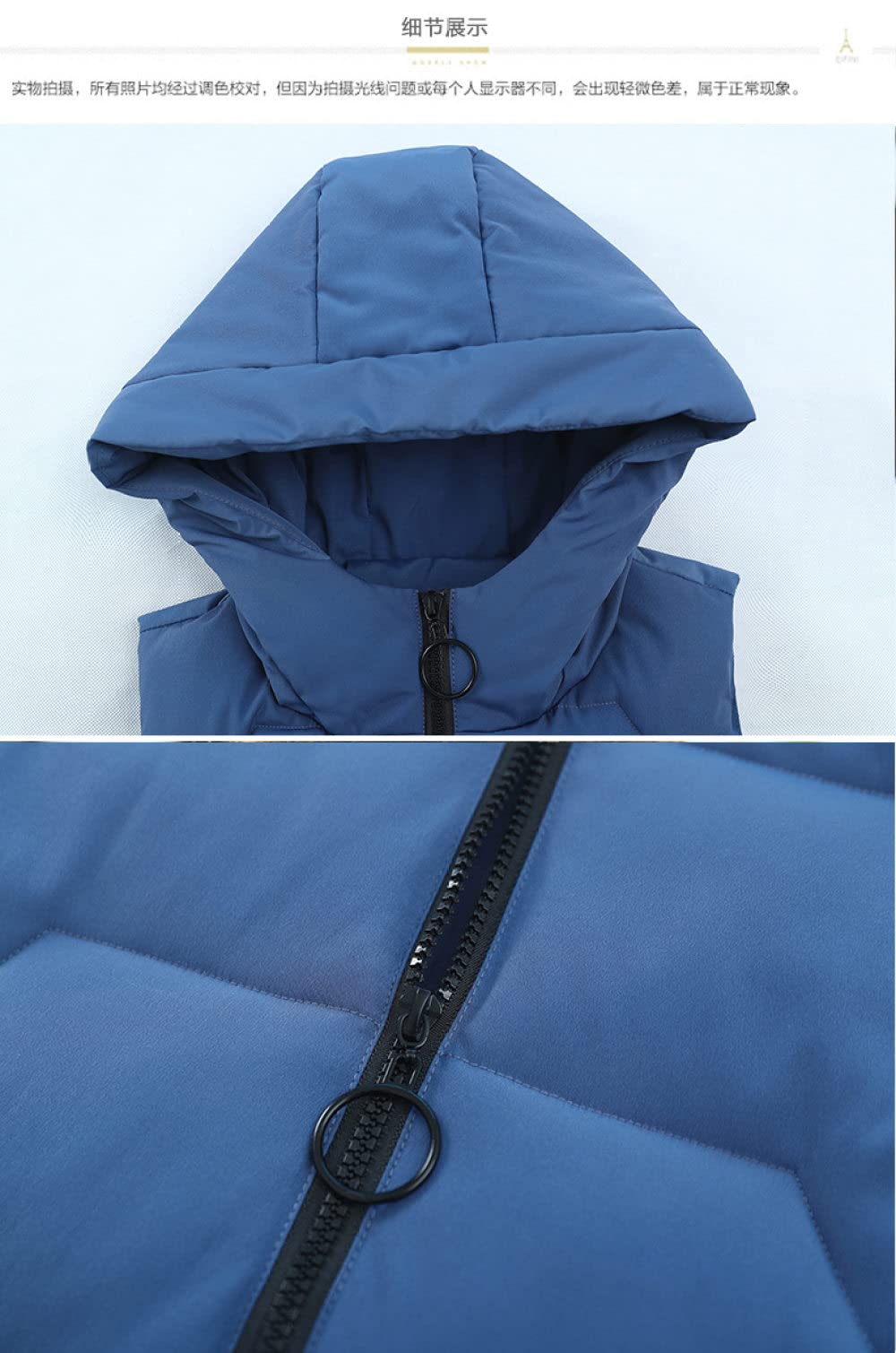 Panegy Gewatteerde bodywarmer voor heren, met capuchon, wintervest, outdoor, dik, vrije tijd