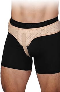 Cinturón de Hernia para Hombres y Mujeres, Soporte para Ingle Izquierda o Derecha con 2 Almohadillas de Compresión Extraíbles Paraescroto y Femoral Pre o Posquirúrgicos, Elasticidad Ajustable.(Yellow,