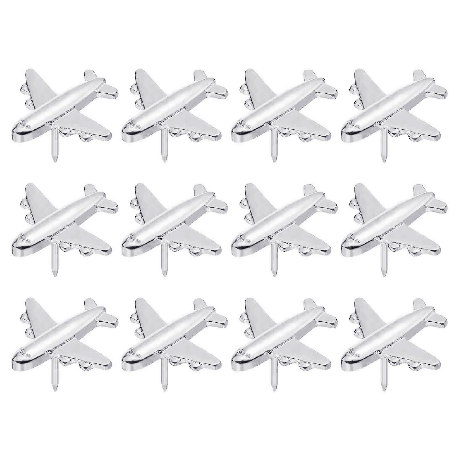 12 PCS Metal Plane Push Pins for Bulletin Board Corkboard Home Decoration Thumb Tacks Decorative Artistic Drawing Premium Gold Corkboard Accessories Pushpins